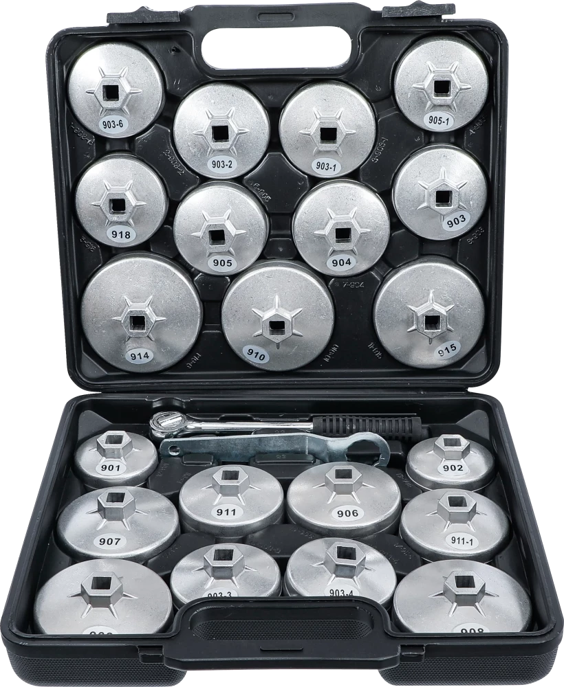 Ölfilterschlüssel-Satz, Aluminium-Druckguss, Antrieb Innenvierkant 12,5 mm (1/2"), 23-tlg.