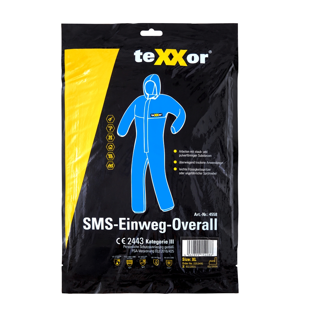 teXXor® SMS-Einweg-Overall Typ5/6 blau