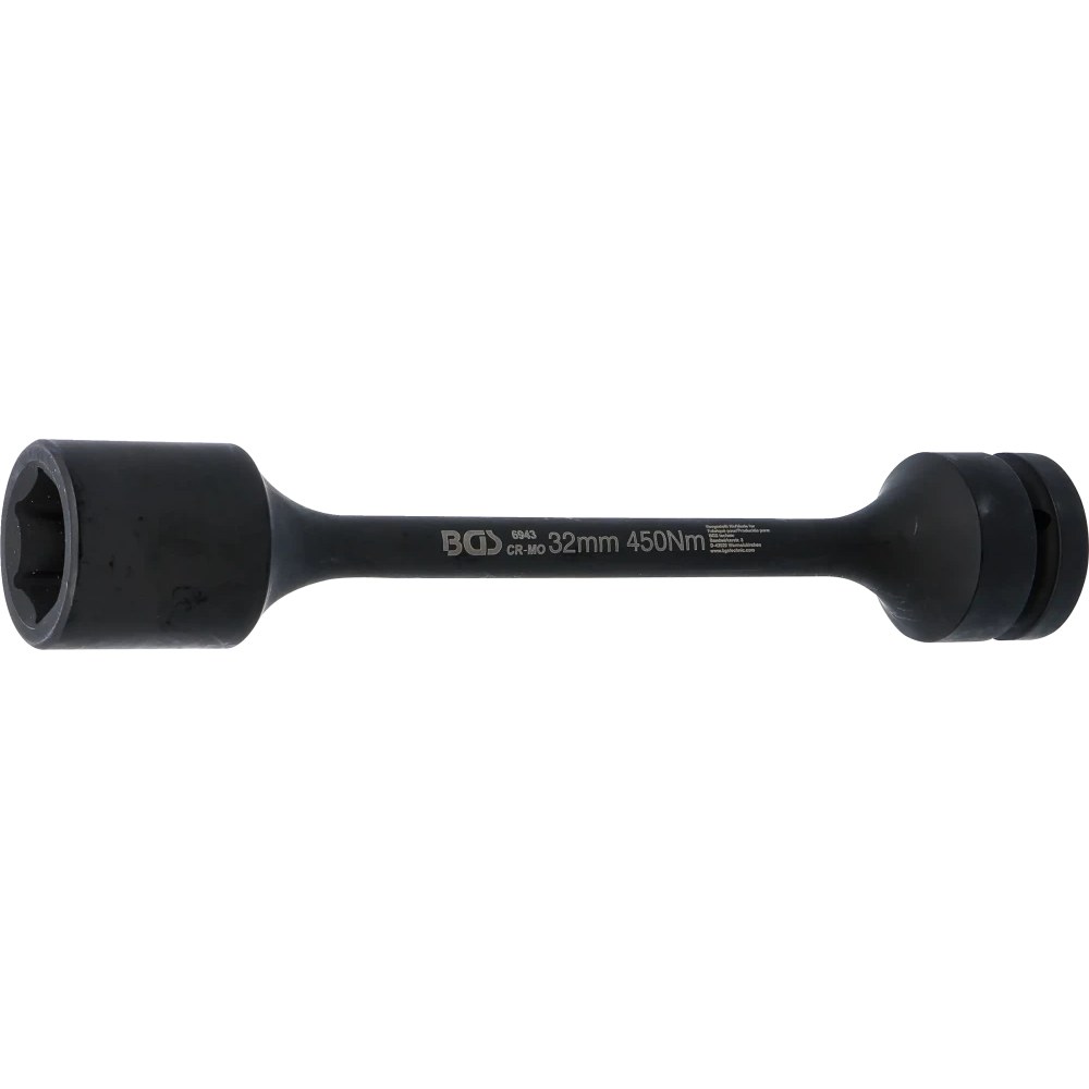Torsions-Kraft-Steckschlüssel-Einsatz Sechskant, Antrieb Innenvierkant 25 mm (1"), SW 32 mm, 450 Nm