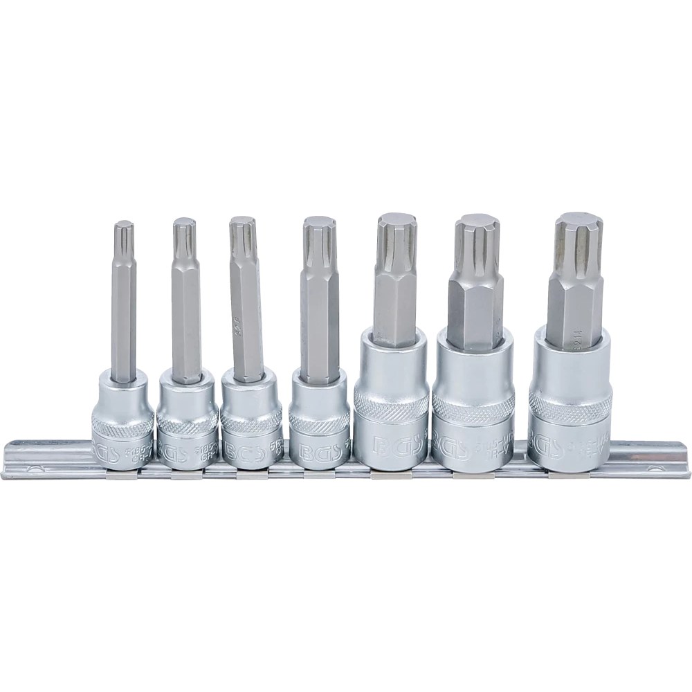 Bit-Einsatz-Satz, Antrieb Innenvierkant 10 mm (3/8") / 12,5 mm (1/2"), Keil-Profil (für RIBE) M6 - M14, 7-tlg.