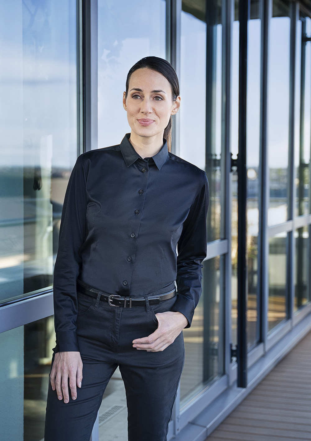 Langarm Damenbluse Active-Stretch in Modern-Fit