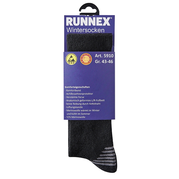RUNNEX® ESD-Wintersocken schwarz/grau