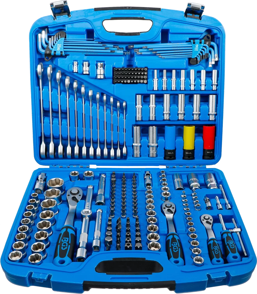 Steckschlüssel-Satz Wellenprofil, Antrieb 6,3 mm (1/4") / 10 mm (3/8") / 12,5 mm (1/2"), 218-tlg.