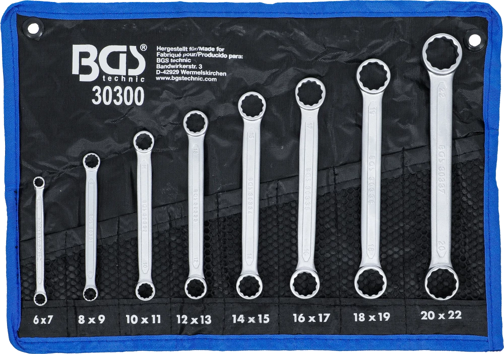 Doppel-Ringschlüssel-Satz, extra flach, SW 6 - 22 mm, 8-tlg.