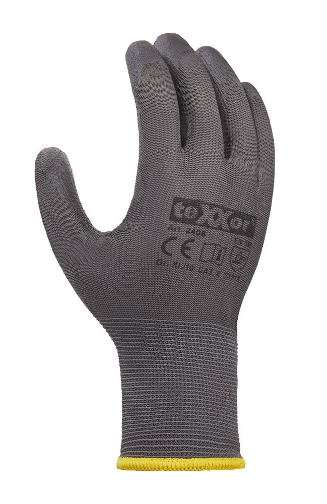 teXXor® Polyester-Strickhandschuhe POLYURETHAN BESCHICHTET grau/grau