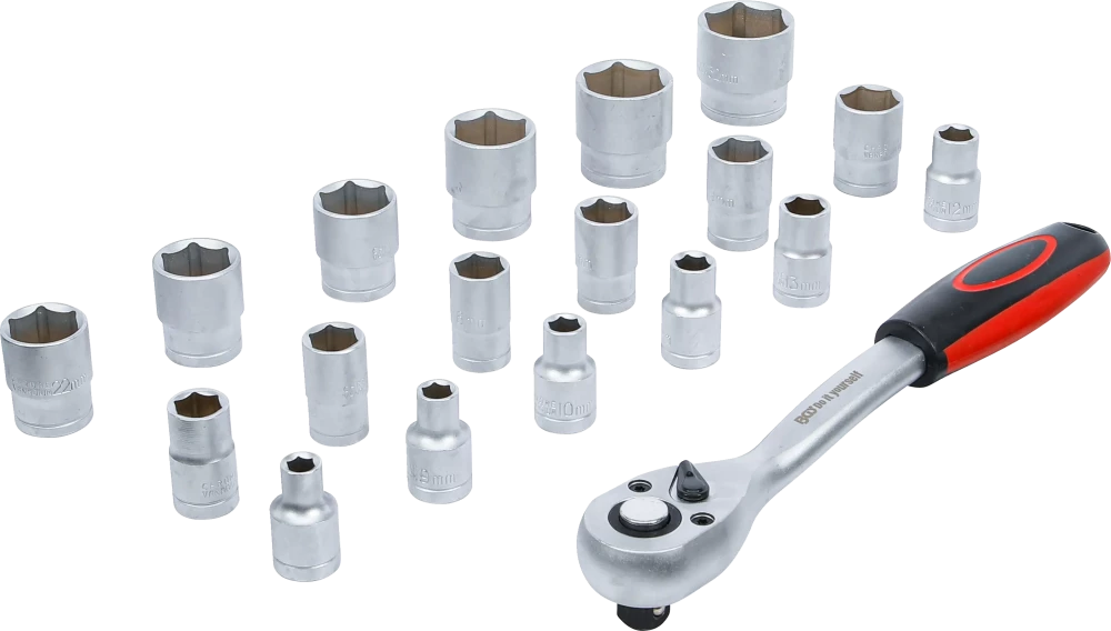 Steckschlüssel-Satz, Antrieb 12,5 mm (1/2"), SW 8 - 32 mm, 19-tlg.