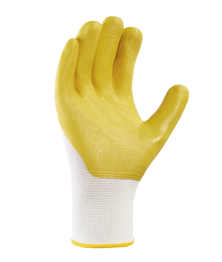 teXXor® Polyester-Strickhandschuhe NITRIL BESCHICHTET weiß/gelb