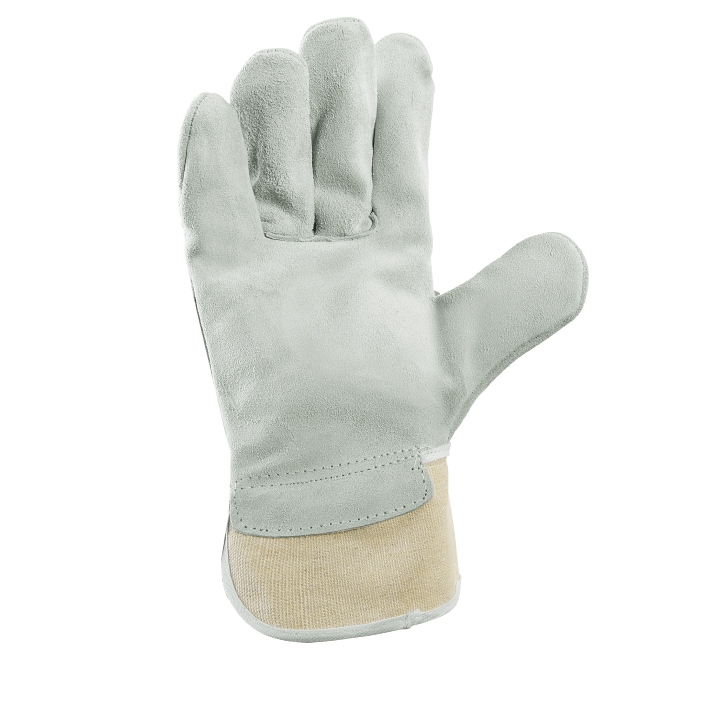 teXXor® Rindkernspaltleder-Handschuhe RHÖN Leder natur/Drell weiß