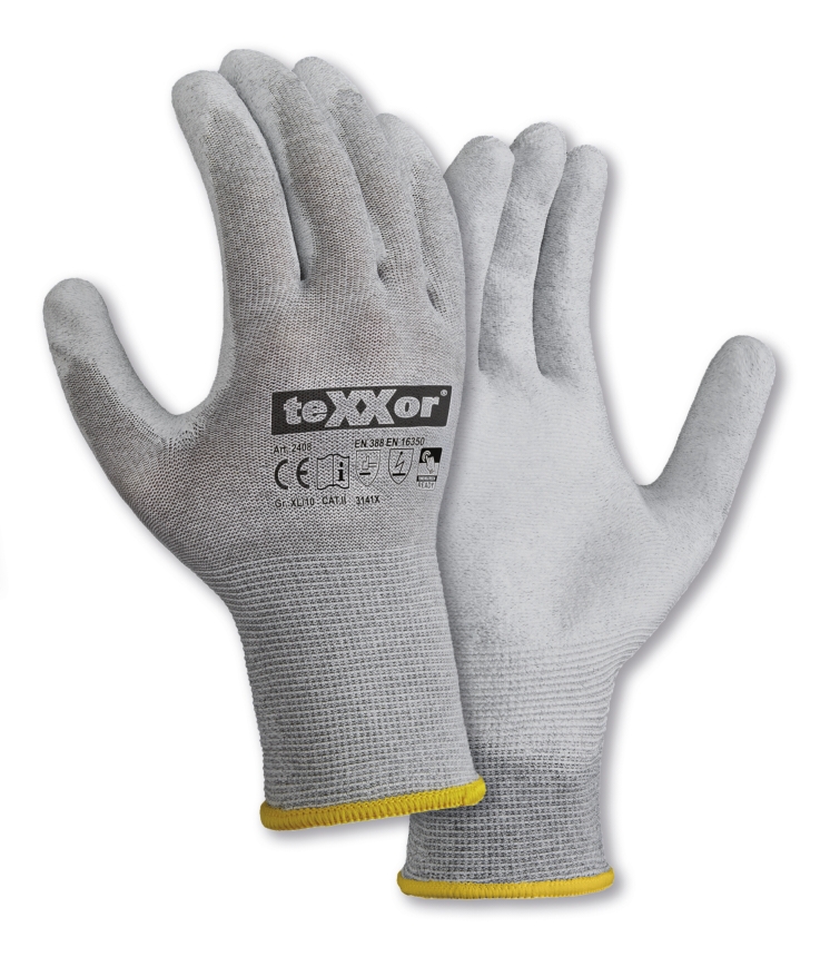 teXXor® Strickhandschuhe ESD 2 grau/ weiß