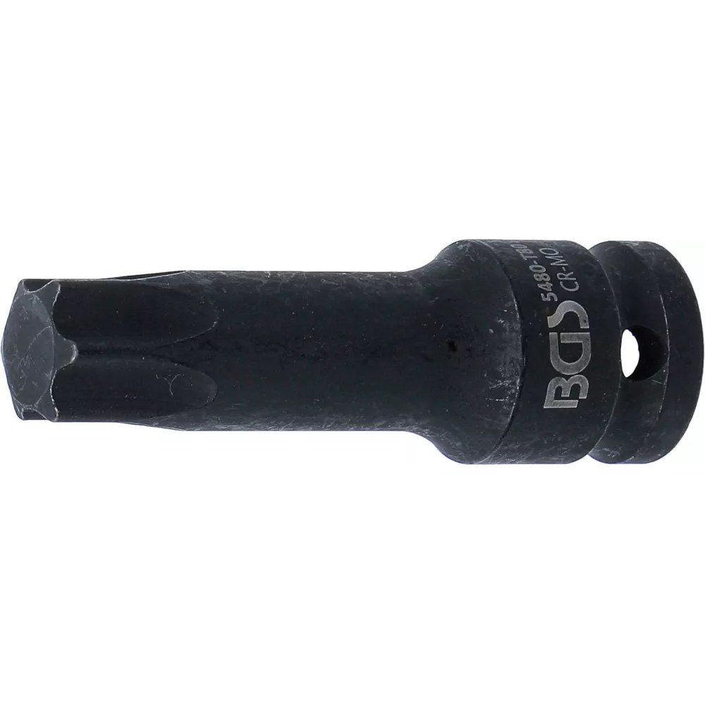 Kraft-Bit-Einsatz, Länge 75 mm, Antrieb Innenvierkant 12,5 mm (1/2"), T-Profil (für Torx) T80