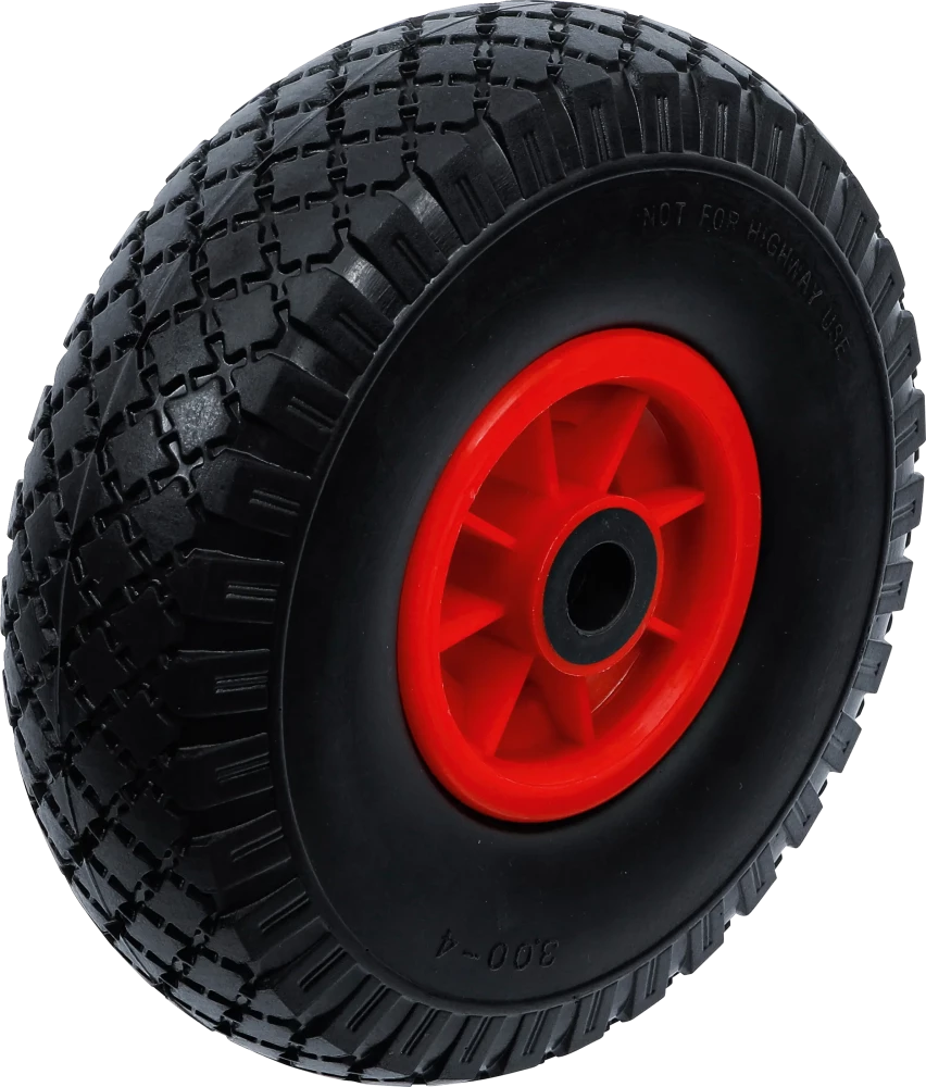 Rad für Sackkarren / Bollerwagen, PU, rot/schwarz, 260 mm