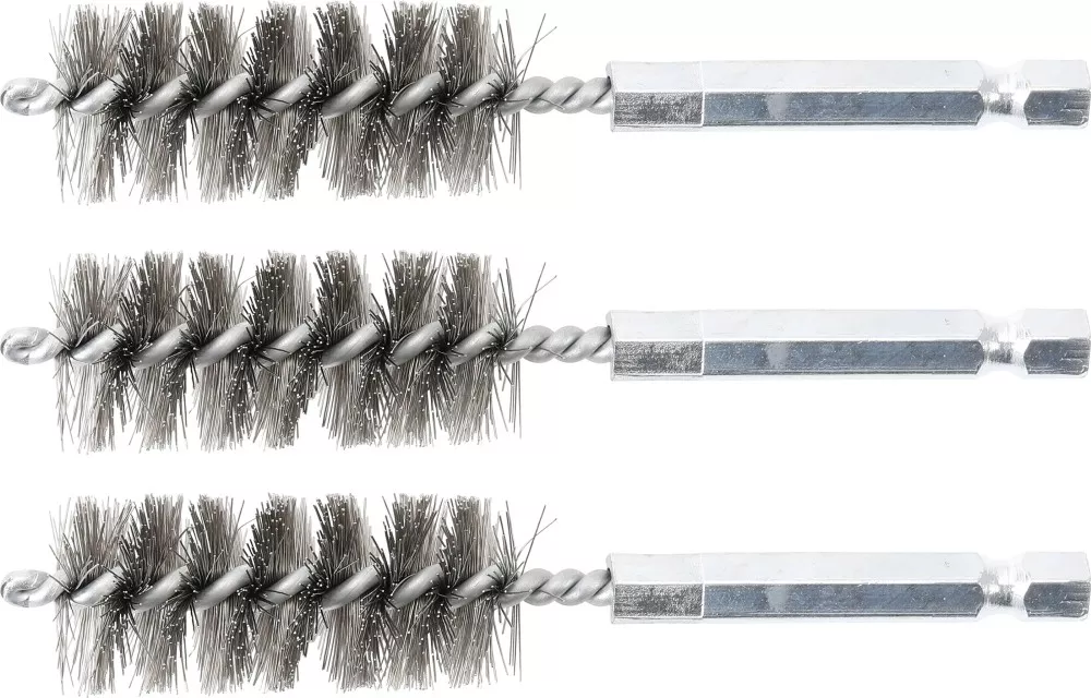 Stahlbürste, 18 mm, Antrieb Außensechskant 6,3 mm (1/4"), 3-tlg.