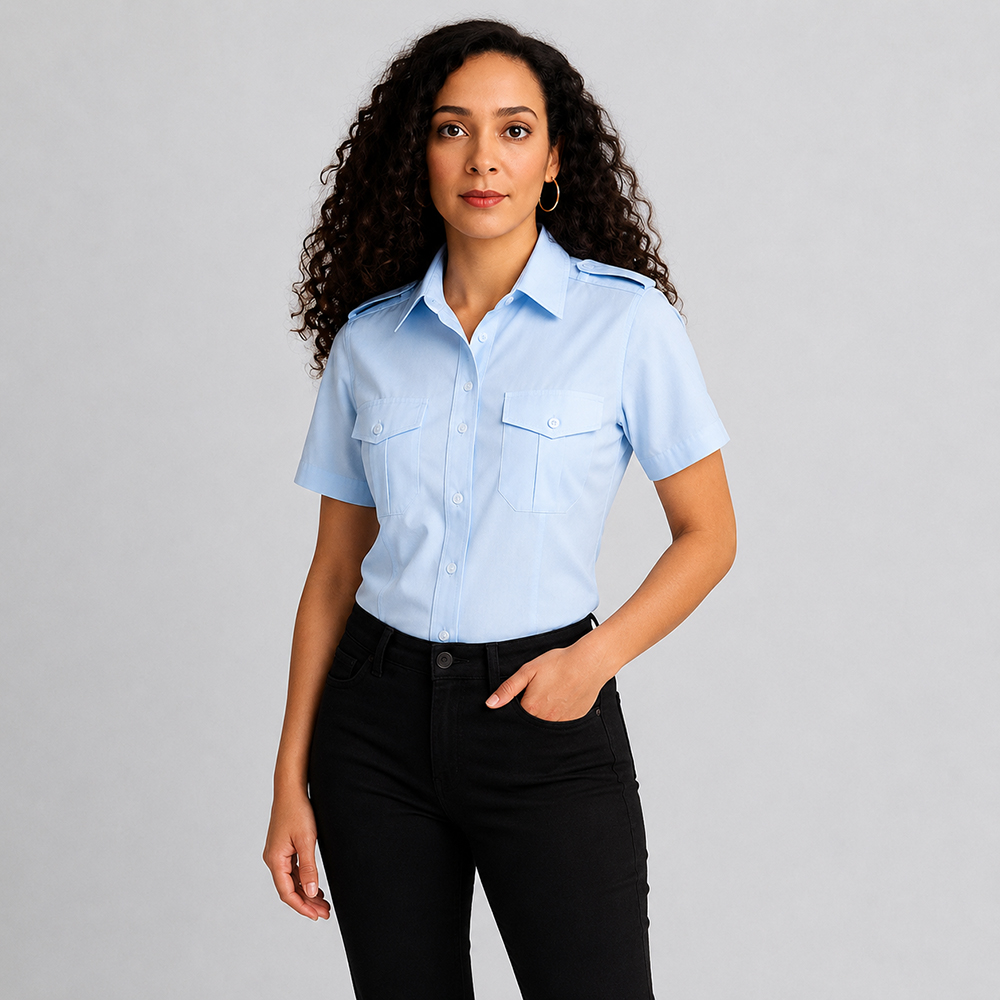 Damen Pilotenbluse halbarm