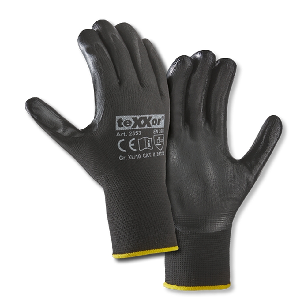 teXXor® Nitril-Handschuhe POLYESTER schwarz schwarz