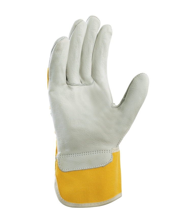 teXXor® TOP Rindvollleder-Handschuhe K2 Leder natur/Drell gelb