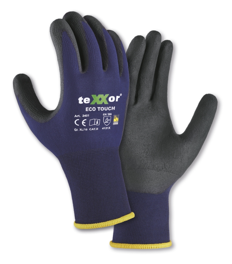 teXXor® Nylon-Strickhandschuhe ECO TOUCH® dunkelblau/schwarz