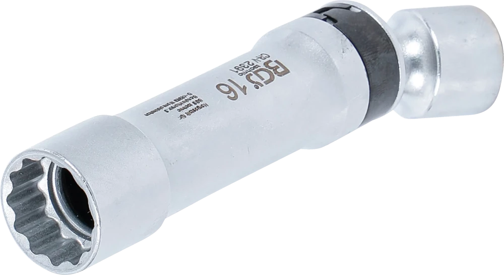 Zündkerzen-Gelenkeinsatz Zwölfkant mit Haltefeder, Antrieb Innenvierkant 10 mm (3/8"), SW 16 mm