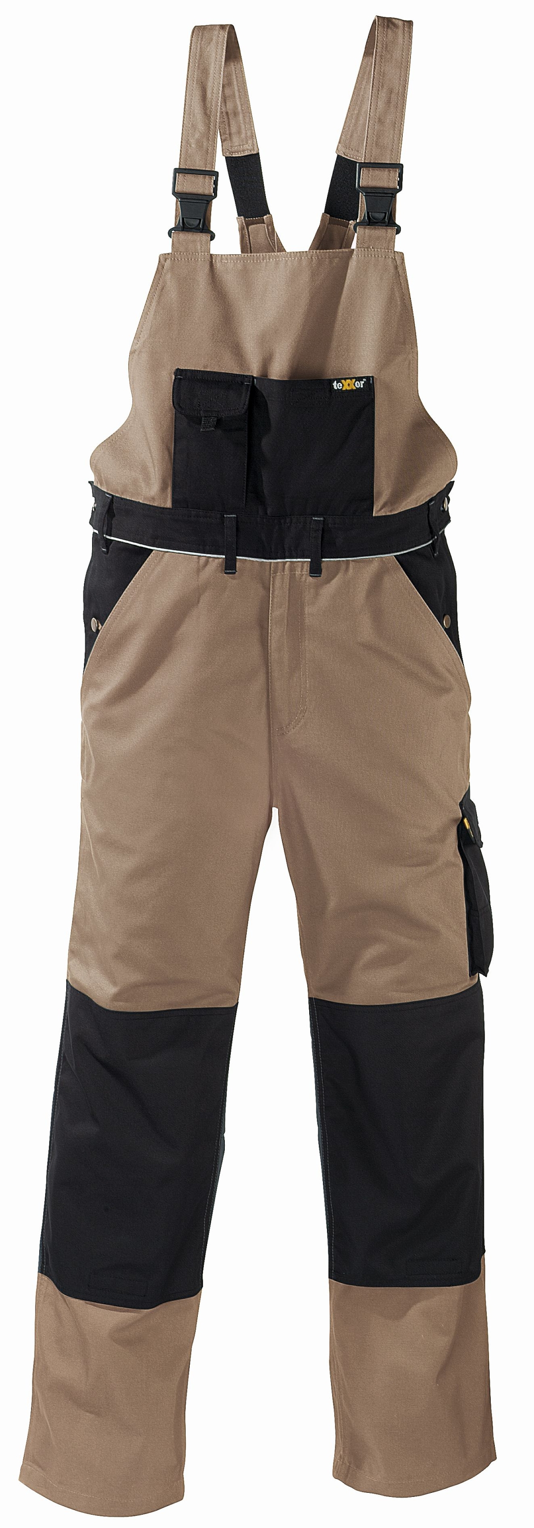 teXXor® Canvas (320 g/m²) Latzhose AMAZONAS khaki/schwarz