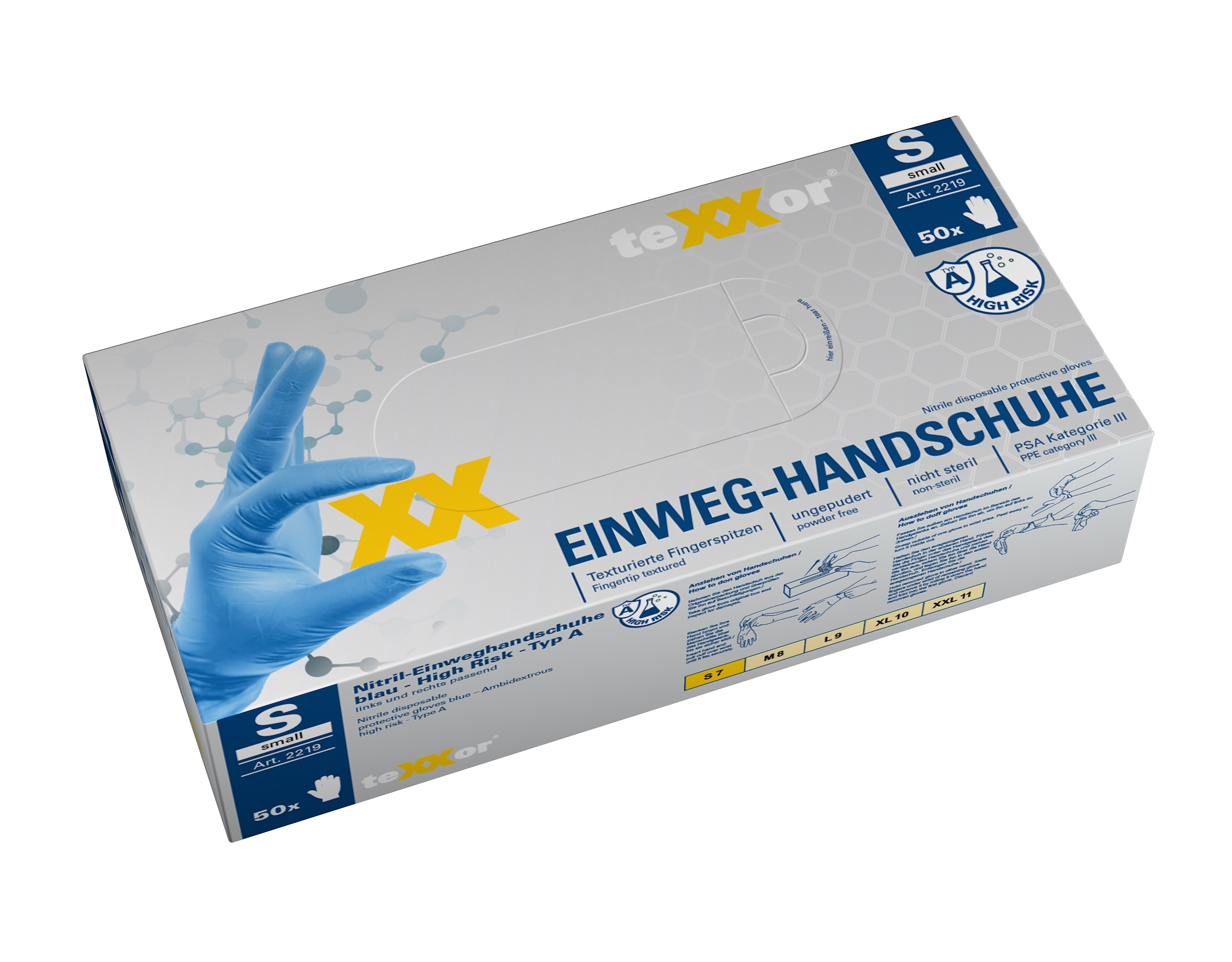 teXXor® Nitril-Einweg-Handschuhe High Risk blau