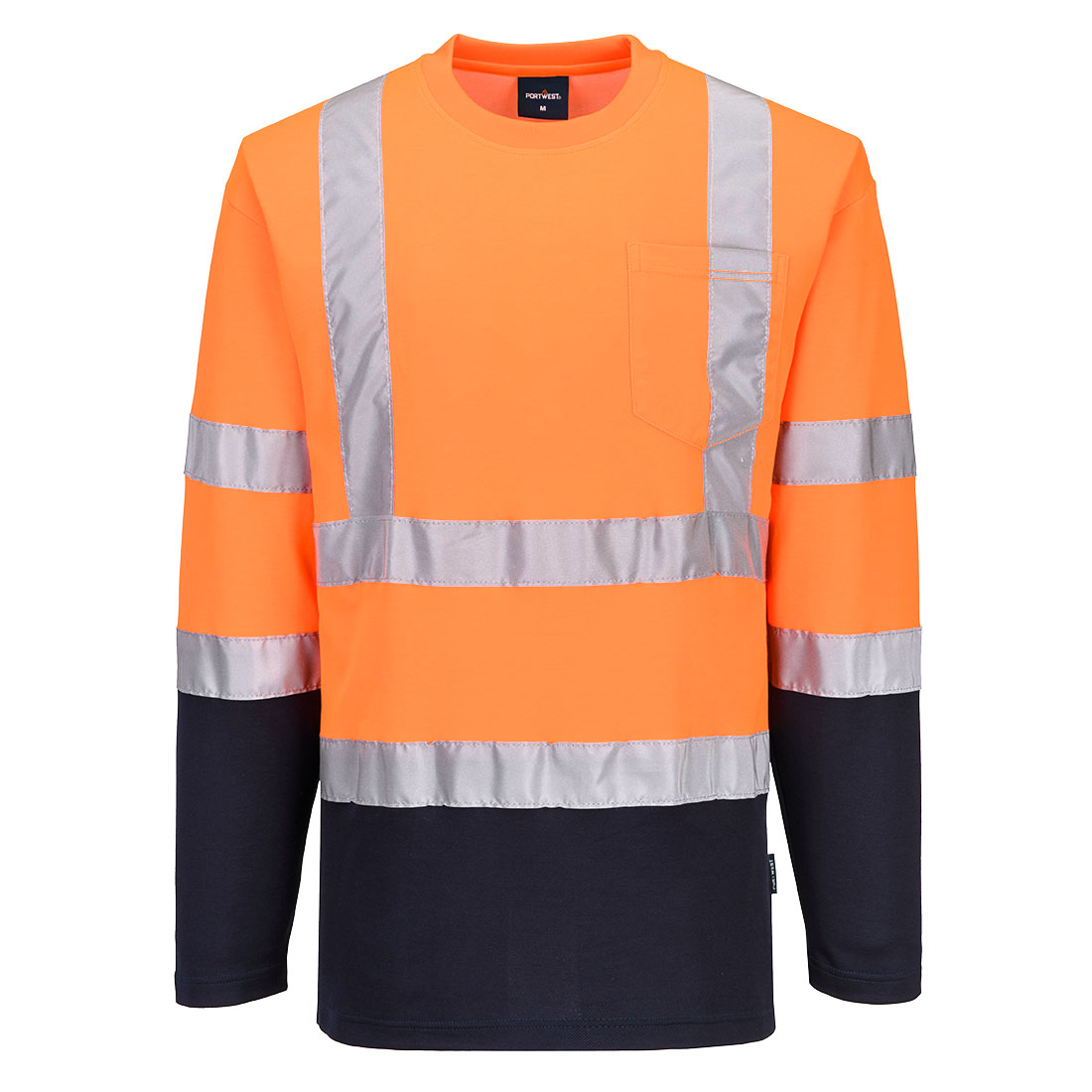Hi-Vis Cotton Comfort Kontrast T-Shirt Langarm