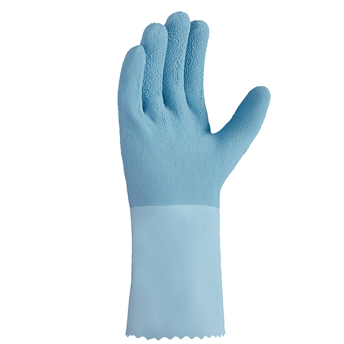 teXXor® Chemikalienschutz-Handschuhe NATURLATEX GERAUT hellblau