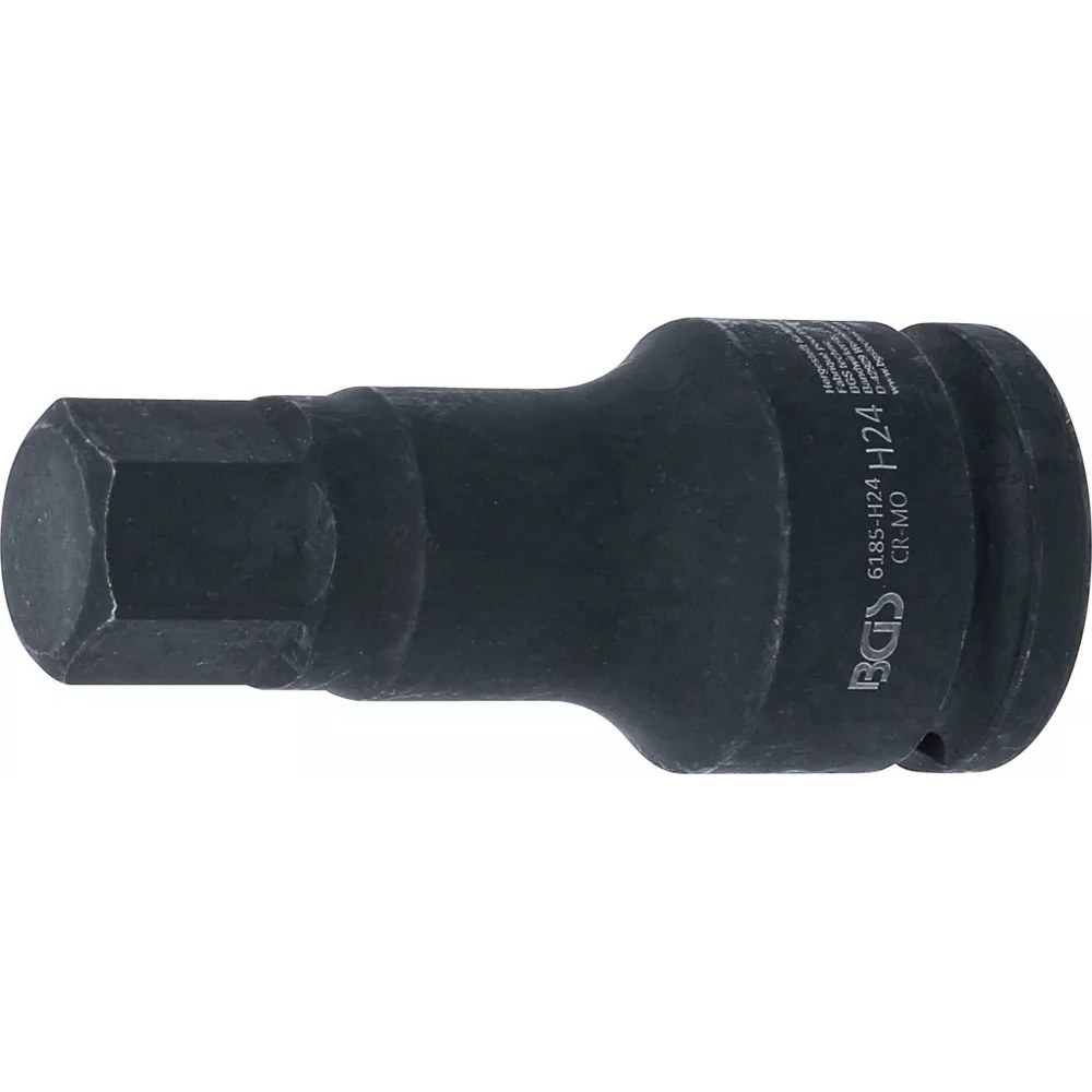 Kraft-Bit-Einsatz, Länge 100 mm, Antrieb Innenvierkant 20 mm (3/4"), Innensechskant 24 mm