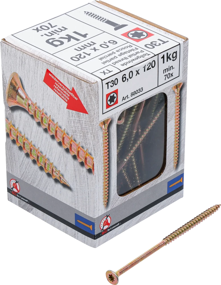 Mehrzweckschrauben, T-Profil ( für Torx) T30, 6,0 x 120 mm, 1 kg / 70 Stück