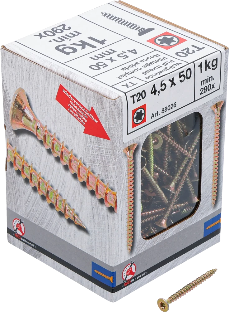 Mehrzweckschrauben, T-Profil ( für Torx) T20, 4,5 x 50 mm, 1 kg / 290 Stück