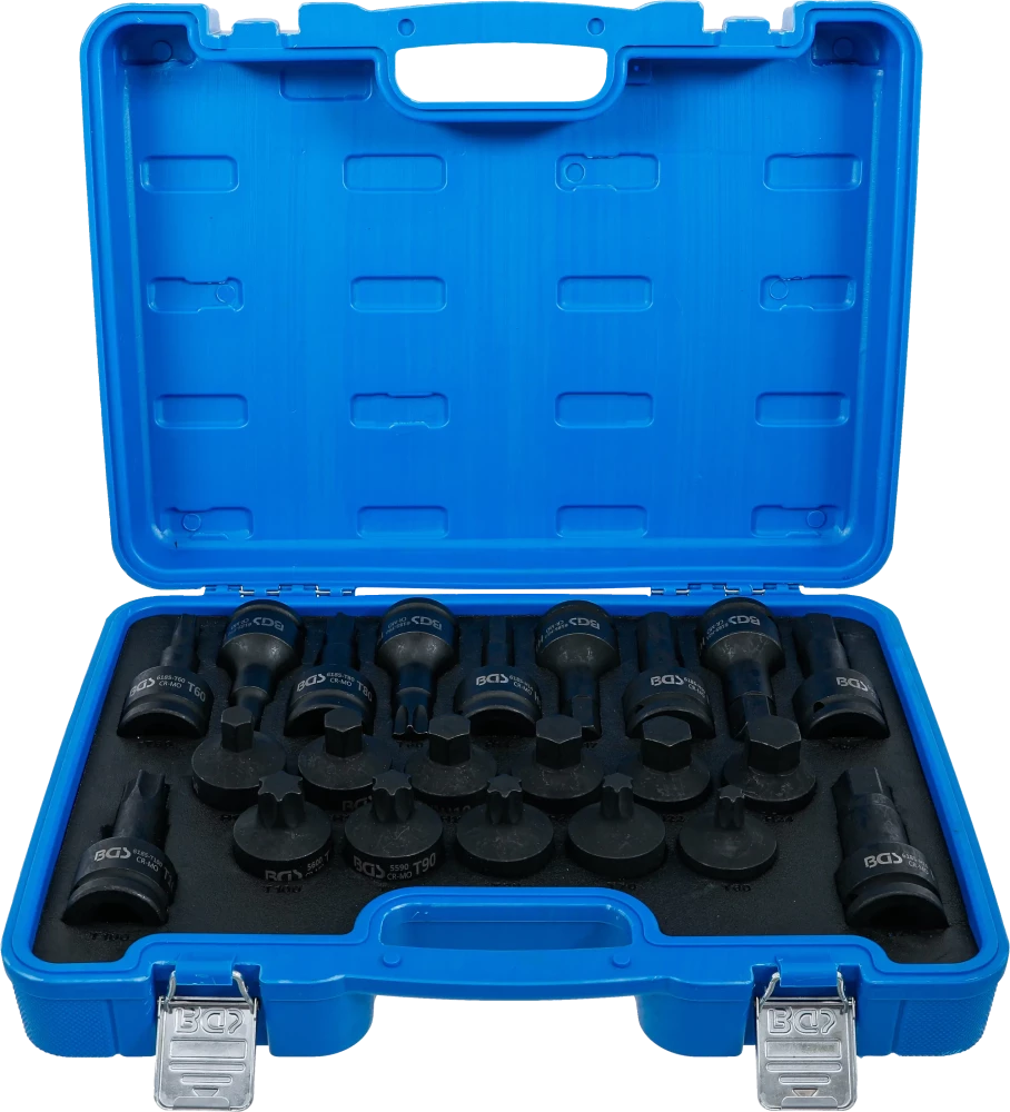 Kraft-Bit-Einsatz-Satz, Antrieb Innenvierkant 20 mm (3/4"), Innensechskant, T-Profil (für Torx), 22-tlg.