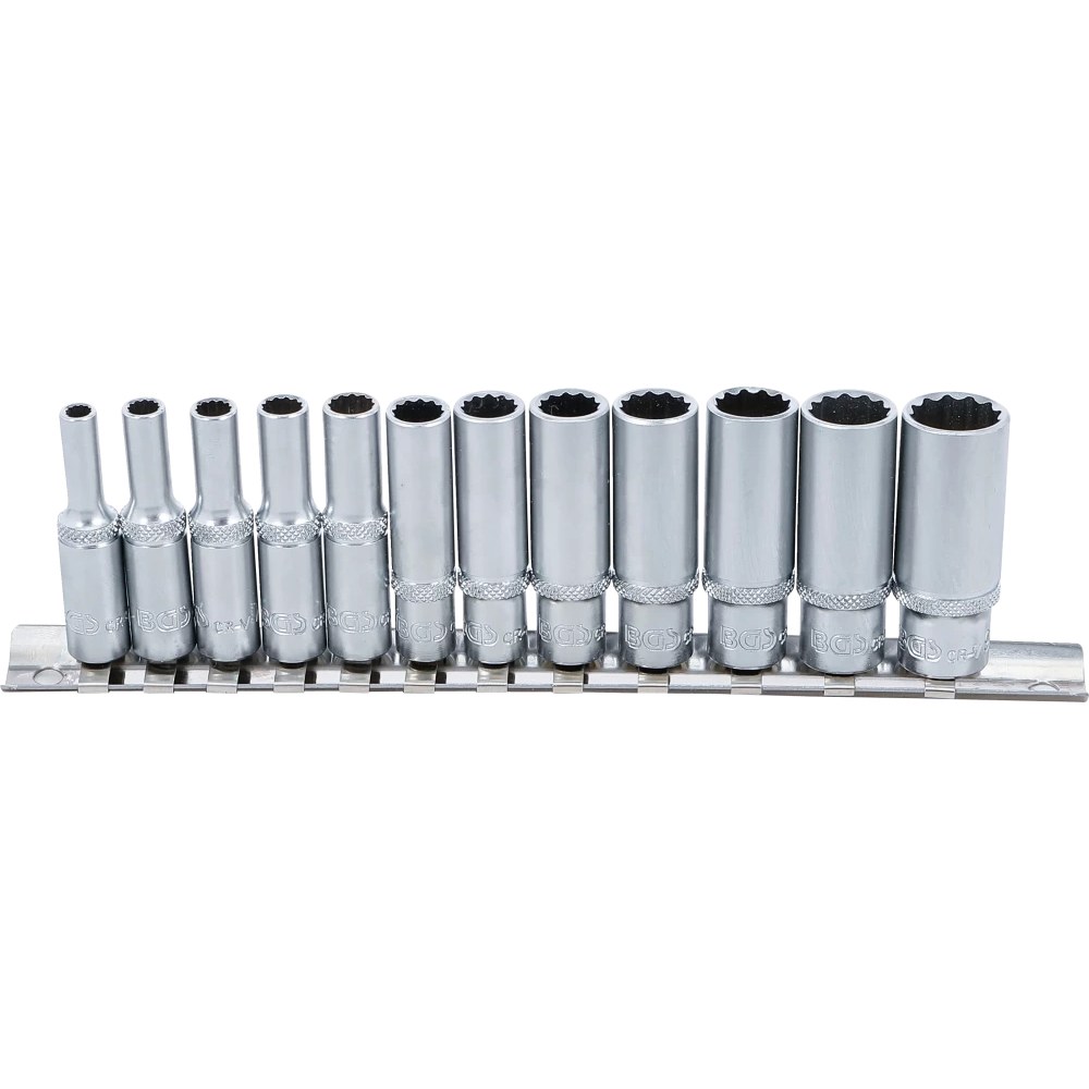Steckschlüssel-Einsatz-Satz Zwölfkant, tief, Antrieb Innenvierkant 6,3 mm (1/4"), Zollgrößen, 12-tlg.