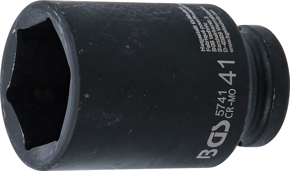 Kraft-Steckschlüssel-Einsatz Sechskant, tief, Antrieb Innenvierkant 20 mm (3/4"), SW 41 mm