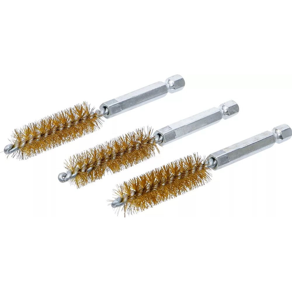 Messingbürste, 13 mm, Antrieb Außensechskant 6,3 mm (1/4"), 3-tlg.
