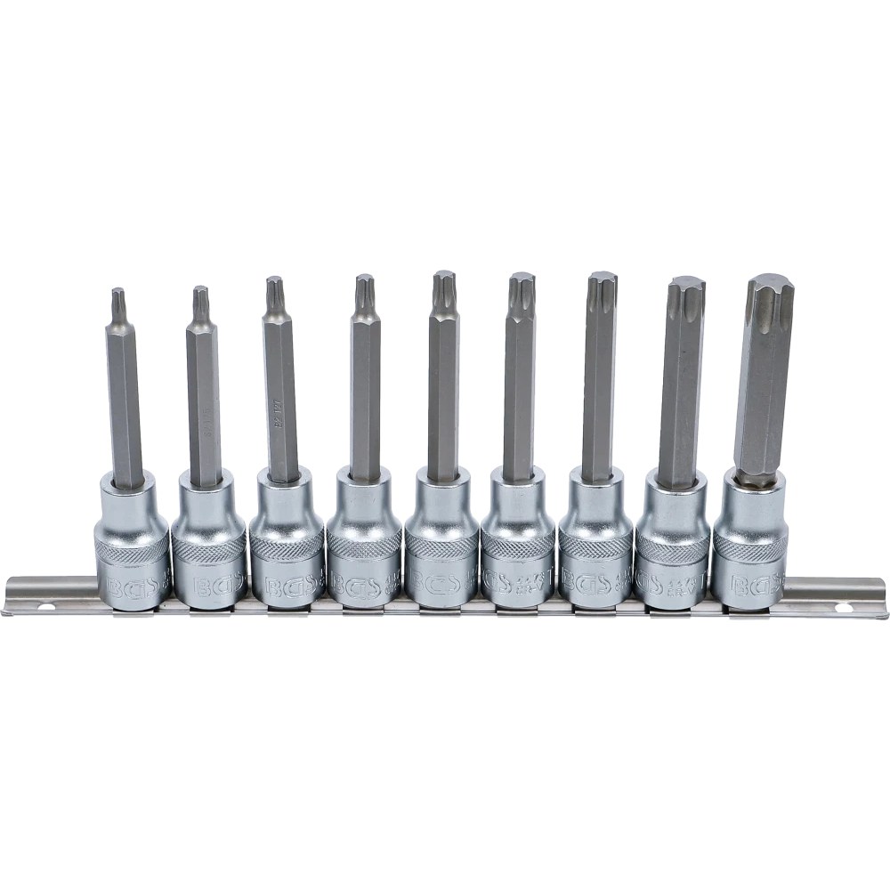 Bit-Einsatz-Satz, Antrieb Innenvierkant 12,5 mm (1/2"), T-Profil (für Torx), 9-tlg.