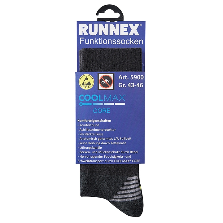 RUNNEX® ESD-Sommersocken schwarz/grau