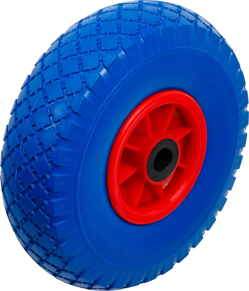 Rad für Sackkarren / Bollerwagen, PU, rot / blau, 260 mm