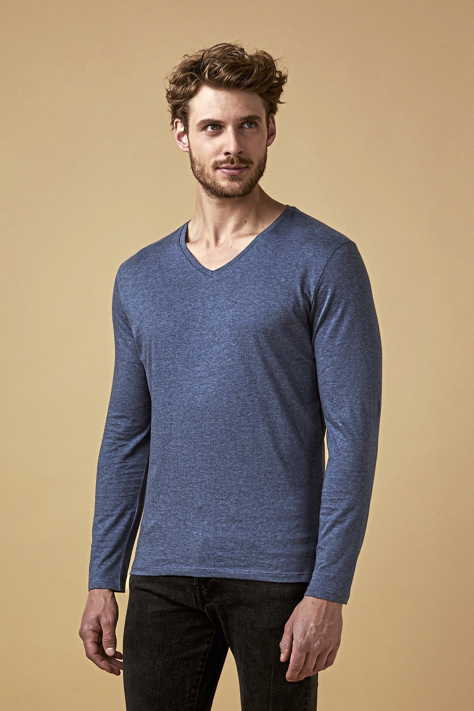 Men´s V-Neck T-Shirt Long Sleeve