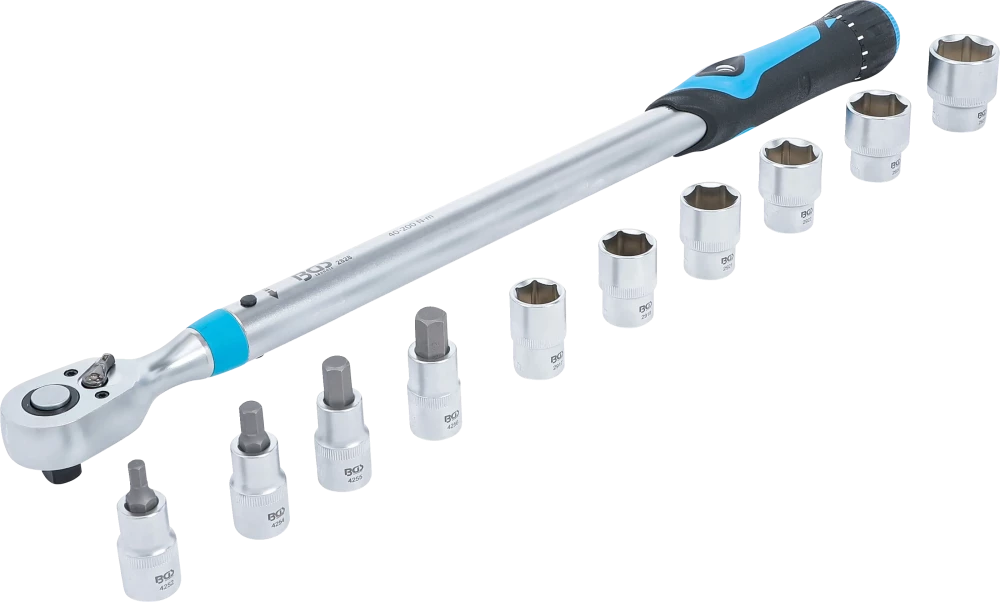 Drehmomentschlüssel-Satz, Abtrieb Innenvierkant 12,5 mm (1/2"), 40 - 200 Nm, 11-tlg.