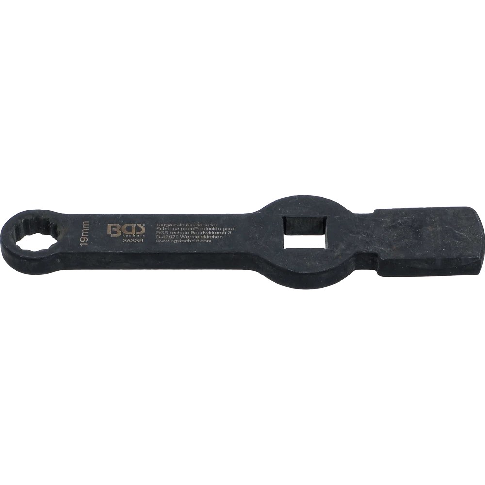 Schlag-Ringschlüssel, Zwölfkant, mit 2 Schlagflächen, SW 19 mm