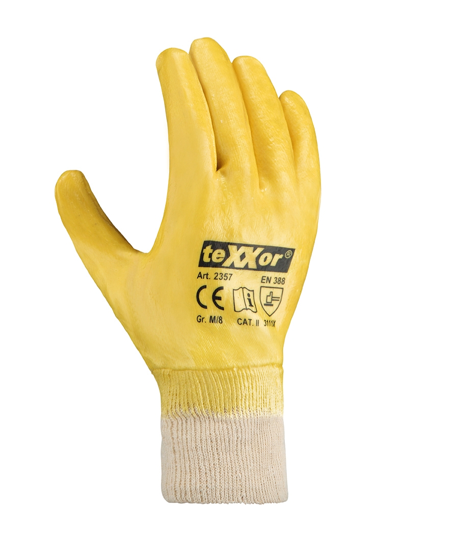 teXXor® Nitril-Handschuhe STRICKBUND gelb/beige