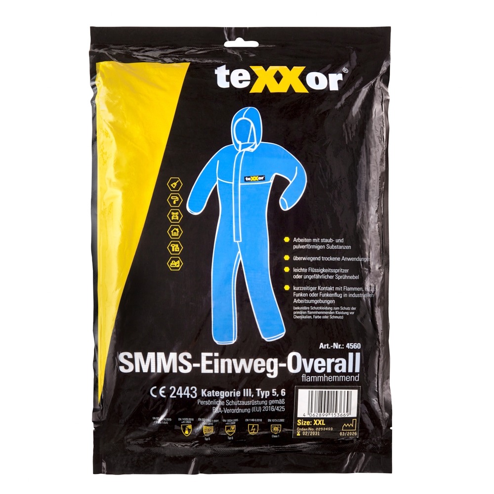 teXXor® SMMS-Einweg-Overall Typ5/6 blau
