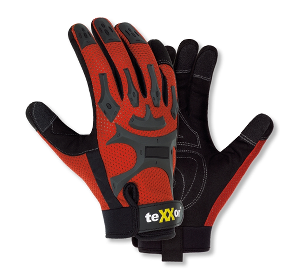 teXXor® Kunstleder-Handschuhe BUCKLEY, SB-Verpackung rot/schwarz
