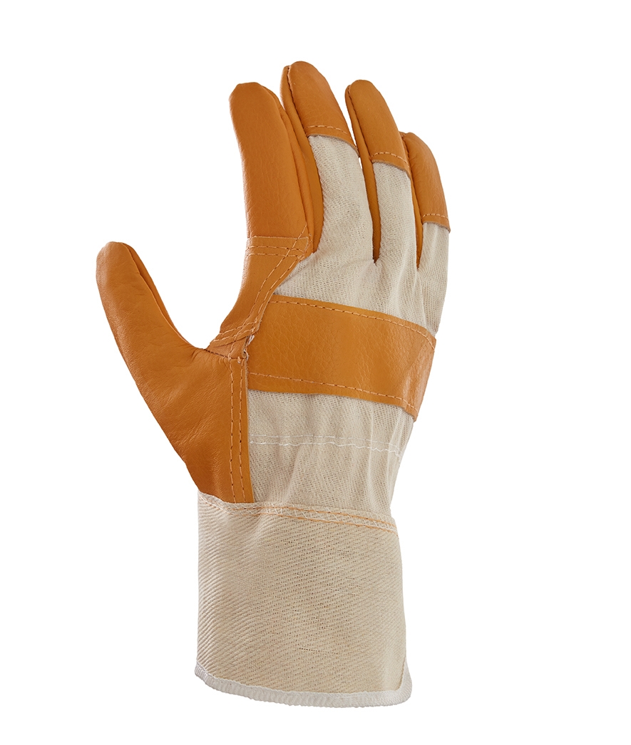 teXXor® Möbelleder-Handschuhe HELLES LEDER Leder hell, Drell weiß