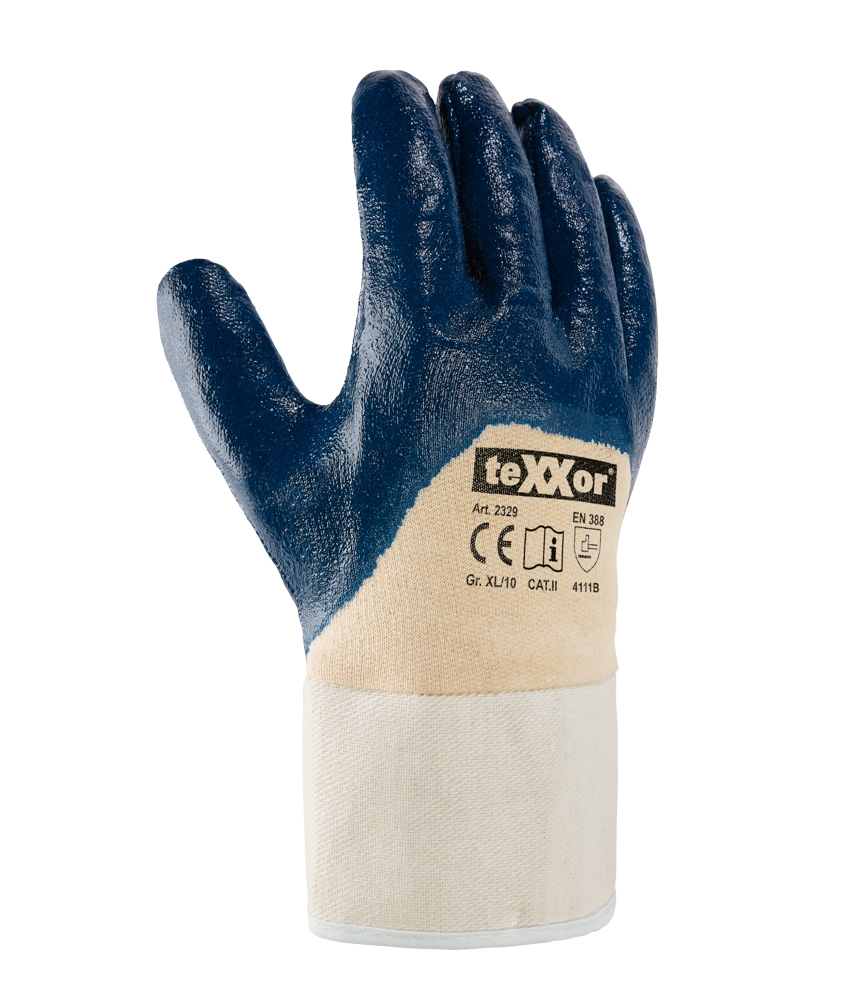 teXXor® Nitril-Handschuhe STULPE beige/blau