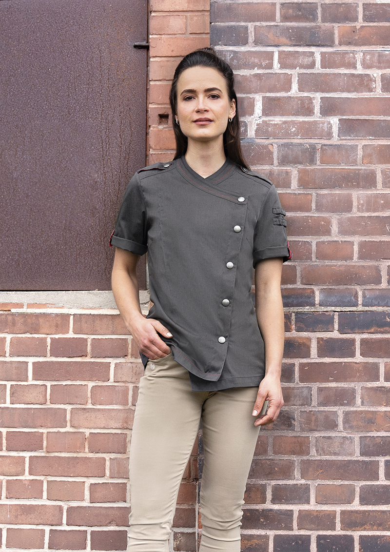 Short-Sleeve Ladies' Chef Jacket Denim-Style ROCK CHEF®-Stage2