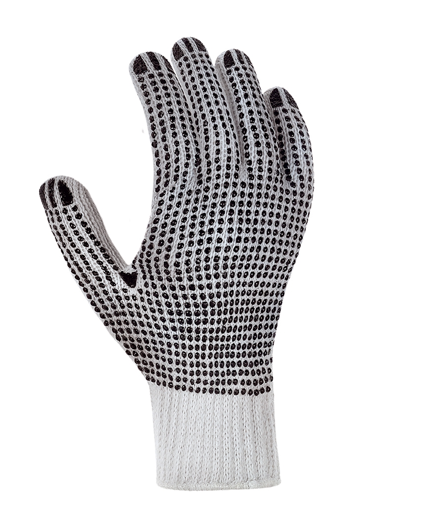 teXXor® Grobstrick-Handschuhe BAUMWOLLE/POLYESTER weiß/schwarze Noppen