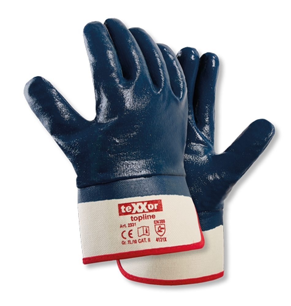 teXXor® Nitril-Handschuhe STULPE beige/blau