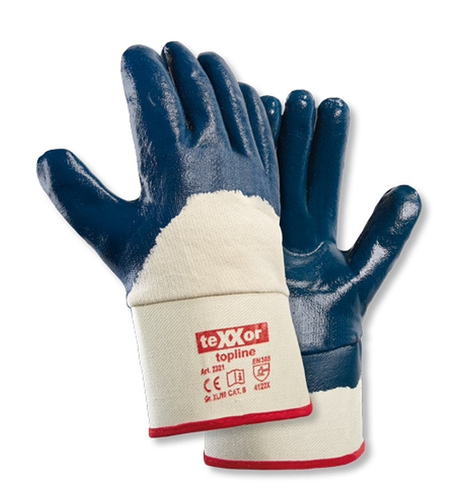 teXXor® Nitril-Handschuhe STULPE beige/blau