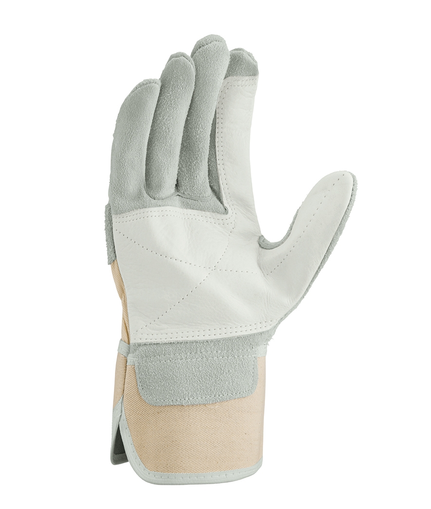 teXXor® Rindspaltleder-Handschuhe HARZ Leder gelb, Drell weiß