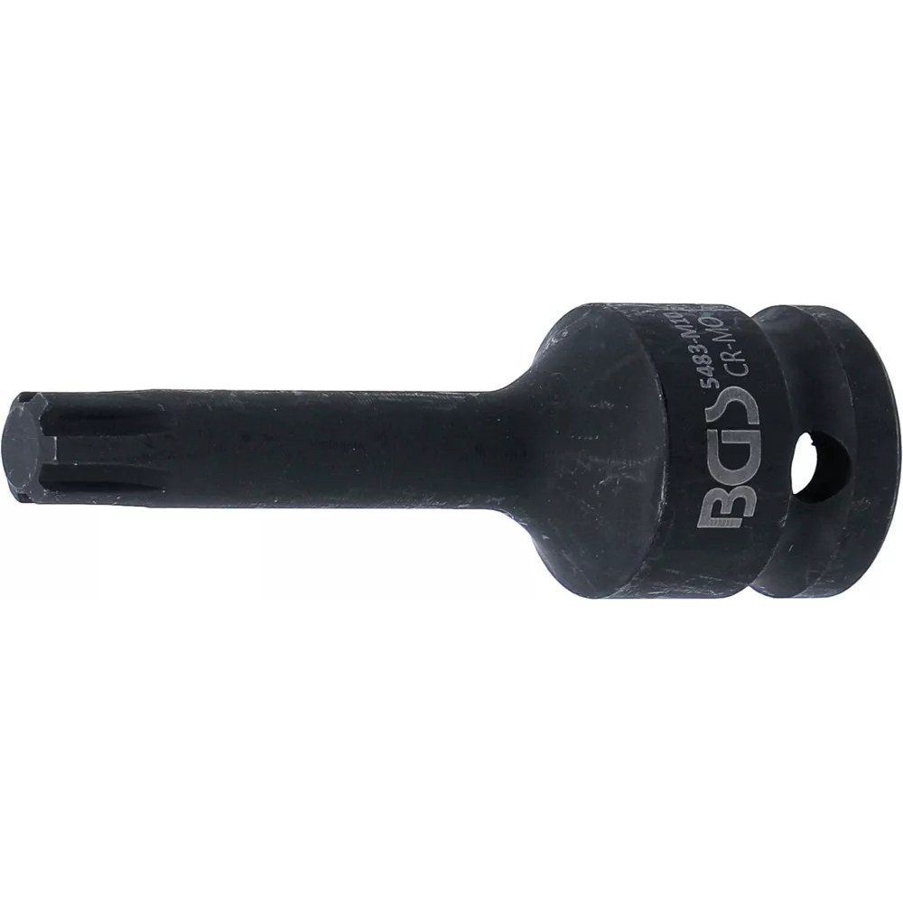 Kraft-Bit-Einsatz, Länge 75 mm, Antrieb Innenvierkant 12,5 mm (1/2"), Keil-Profil (für RIBE) M10