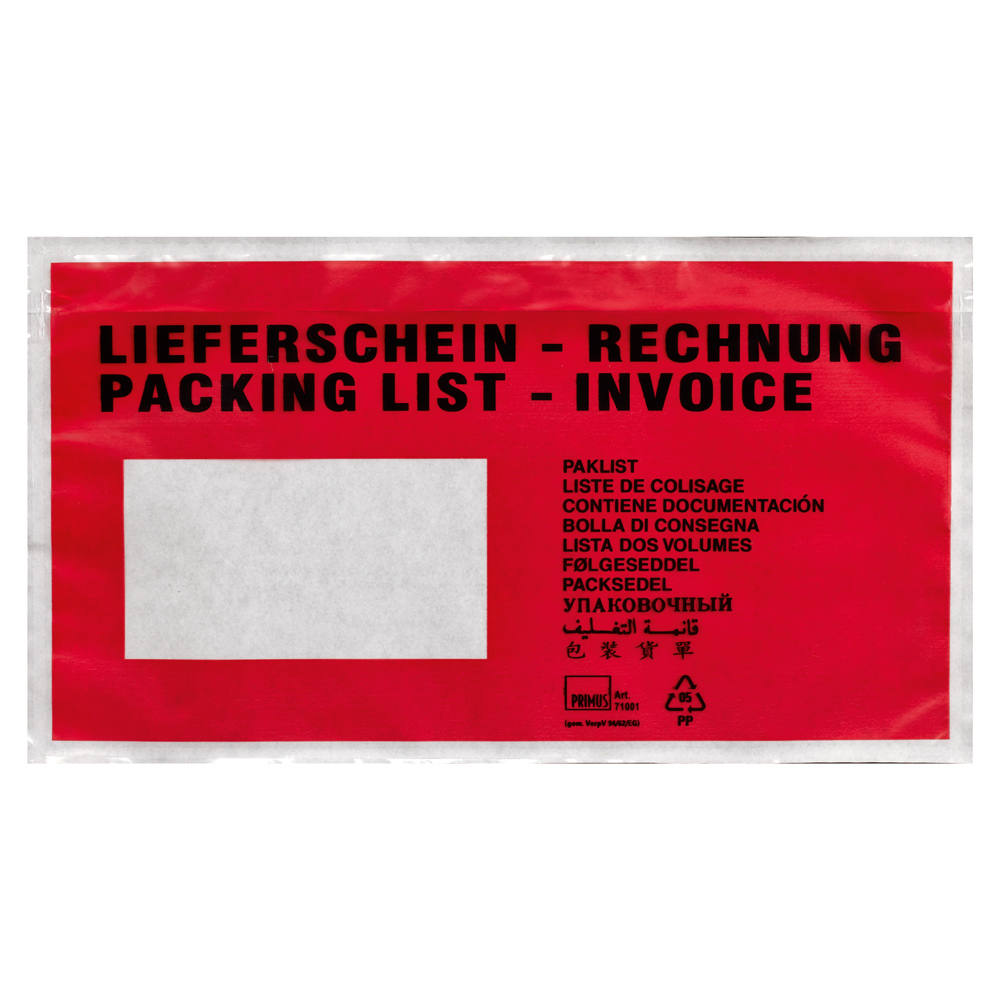 Versandtasche Lieferschein/Rechnung